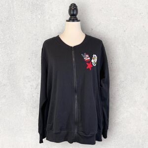 No Comment Black Bomber Jacket Varsity Patriot Embroidered Patchwork, Size 3X